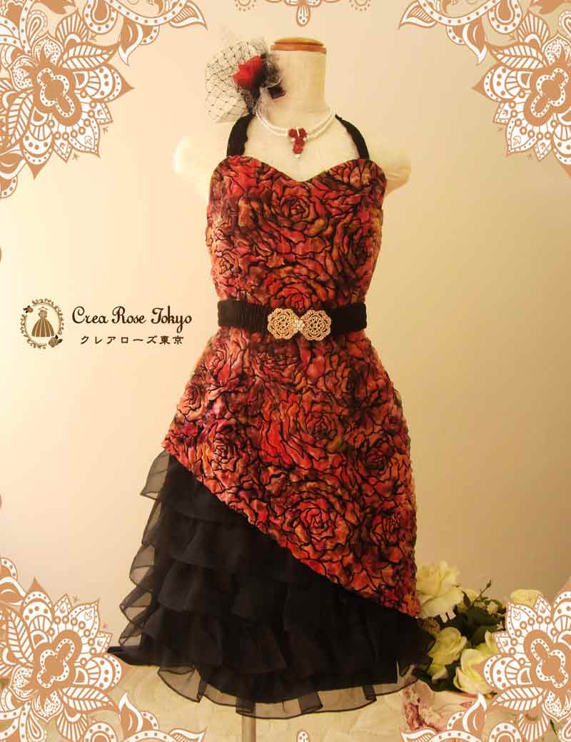 [ヴァネッサ]力作オリジナル！ホルターネックのミディアムドレス