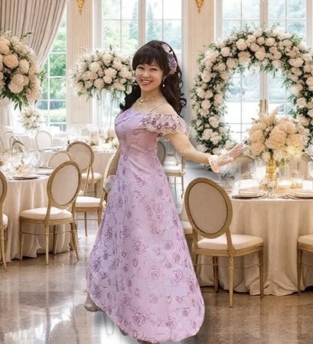 キラキラ輝く薔薇の総柄が華やかな演奏会用ドレス【ラプナスローズドレス】舞台や発表会にぴったり