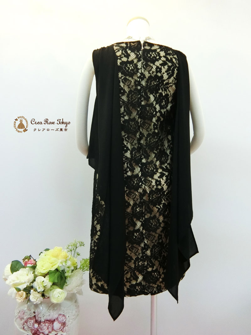９号[グレイシーブラック]ブラックレースの美しいパーティードレス