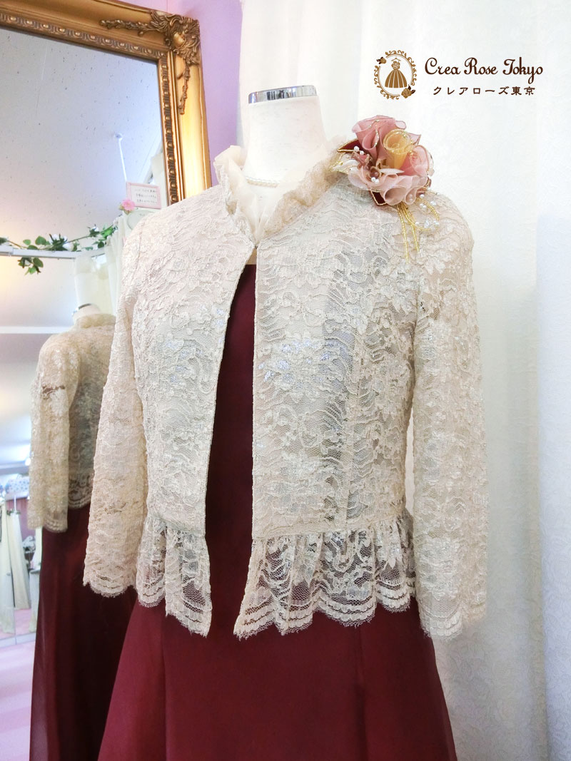 [マデリンドレス]日本製　演奏会パーティー赤ワインロングドレス