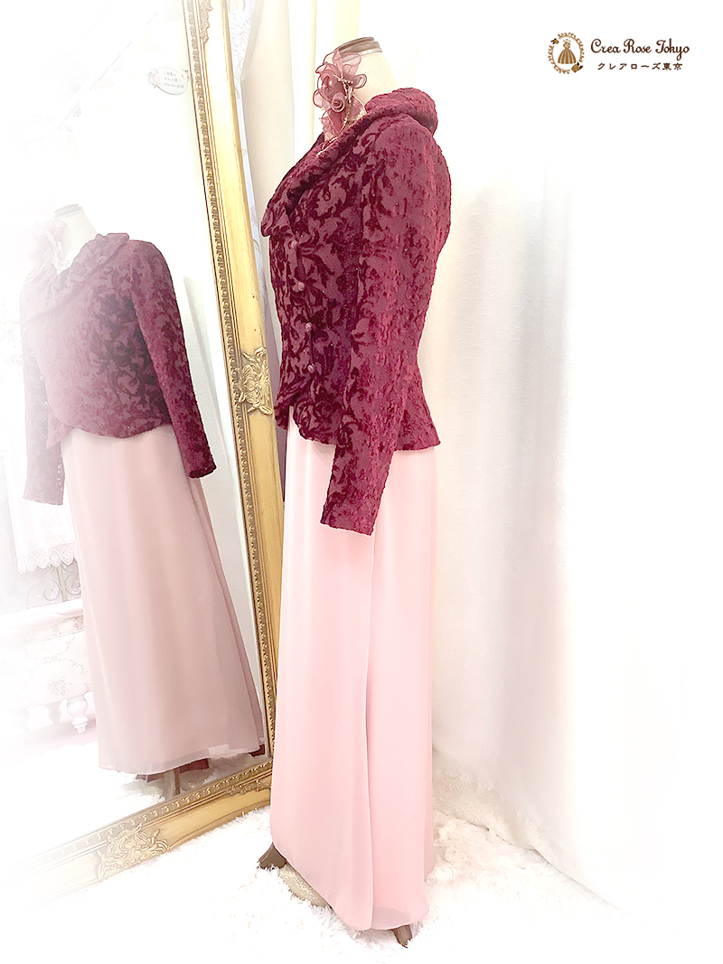 心が浮き立つ大人のスウィートスタイル【エカテリーナドレス＋ガーネットメリージャケット】ミセスの結婚式やパーティーに