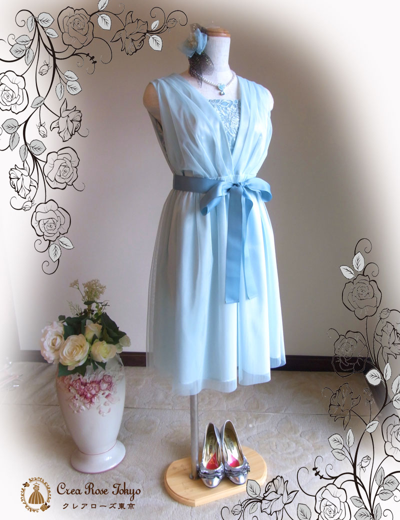 可憐なコーディネート2点ドレスセット！[アクアクリスタ+ホワイトローズボレロ]