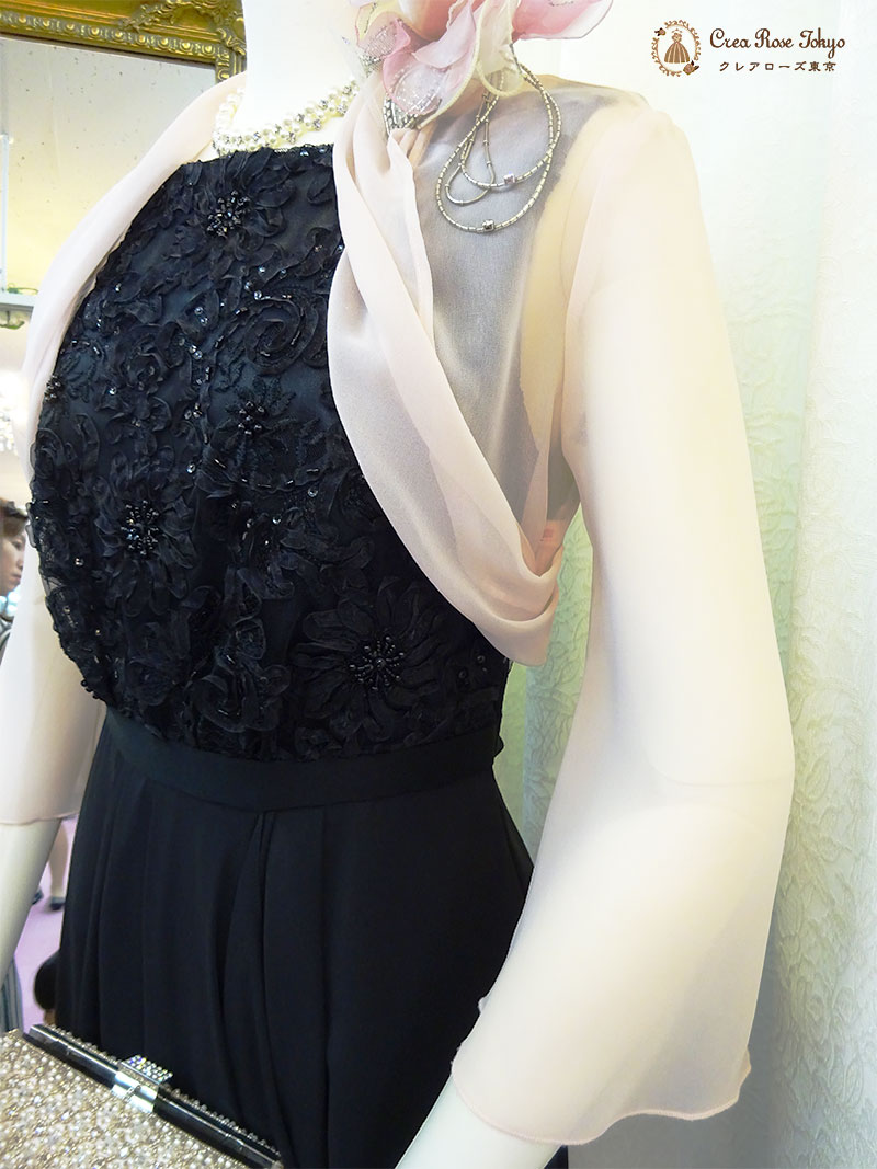 高級ドレス9号〜11号編み上げドレス2点セット！【アンドリア・ドレッシードレス＋ソフトベールボレロ】優雅な印象のロングドレス