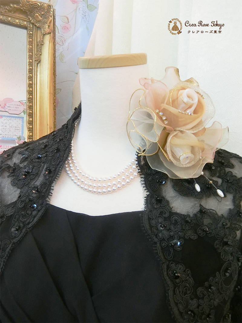 ジョーゼットドレス11号、2点セット！【グリセルダドレス＋グリセルダボレロジャケット】優雅な印象のブラックドレス