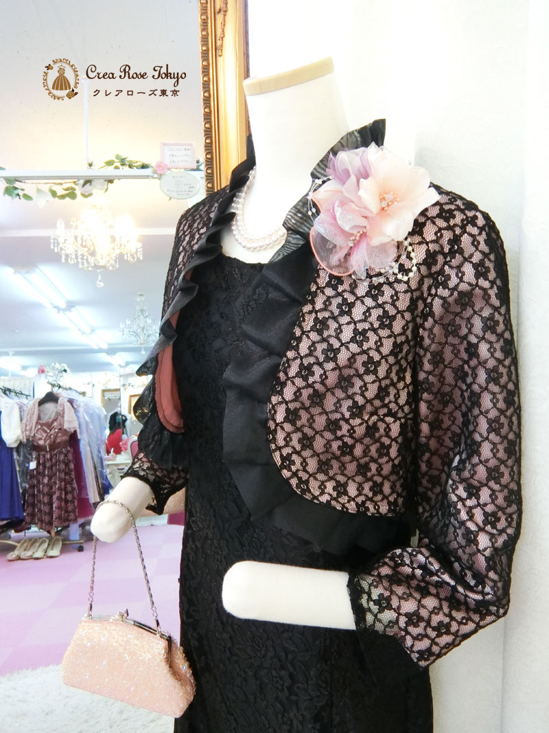 新婦の母親様におすすめコーディネート2点セット！S～Mの母親様向け[パティオグレイス＋ステンシアララボレロジャケット]