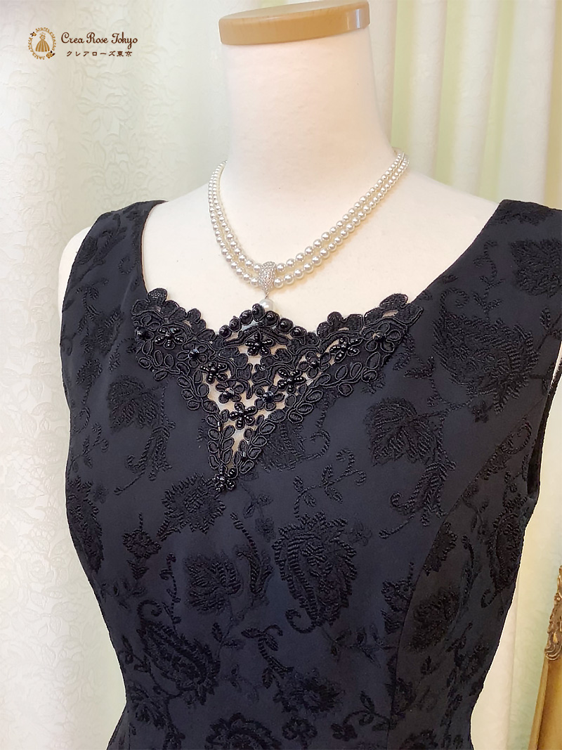 お母様のマーメイドラインロングドレス９号（M）地模様が人気のエレガントなドレス【イングリッシュドレス】