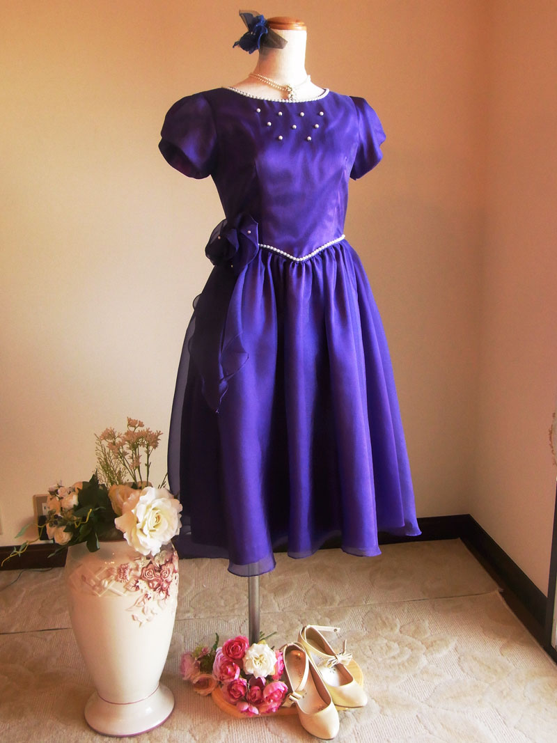 [アドレナ]お嬢様のための上品ミディアムドレス　１６０～Mサイズ画像