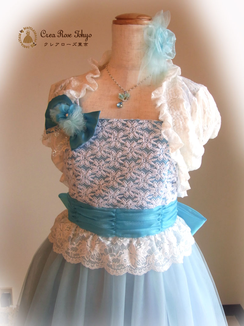[クリスティーナ]オリジナル！可憐な水色のチュールミディアムドレス