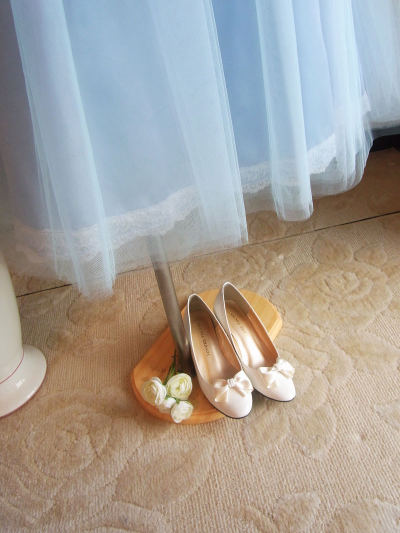 [クリスティーナ]オリジナル！可憐な水色のチュールミディアムドレス