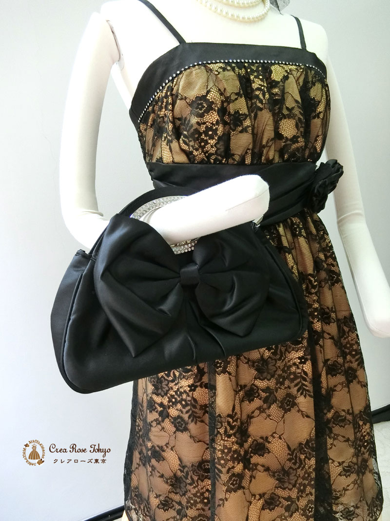 [メイプルレース]ブラックレースの美しいパーティードレス