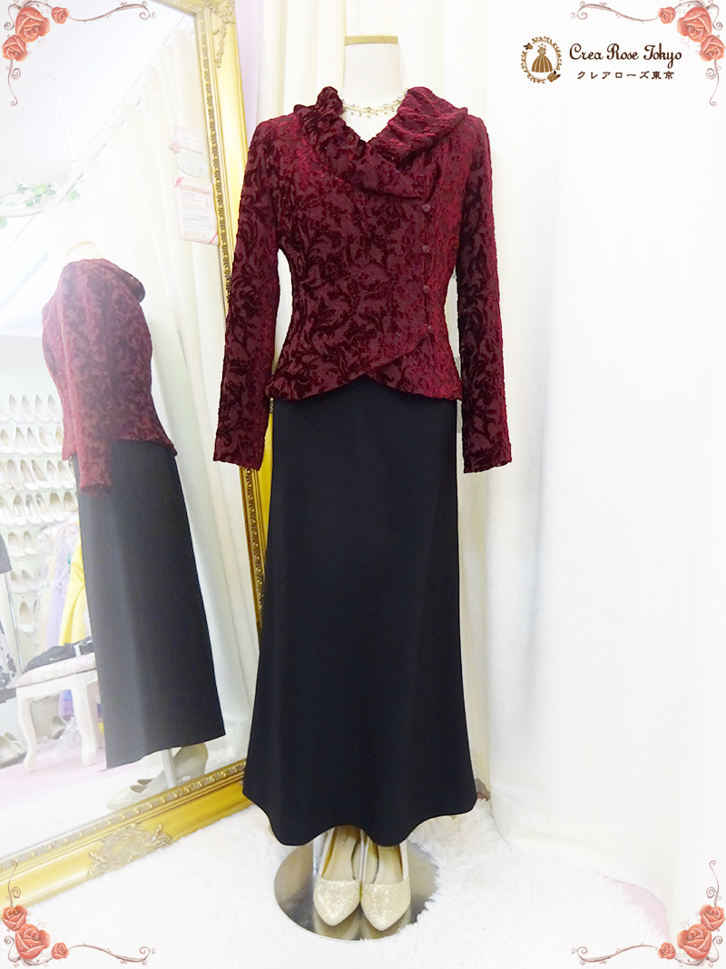 コーディネート2点セット！【フォーマルスカート＋ガーネットメリージャケット】お母様、ご親族様に