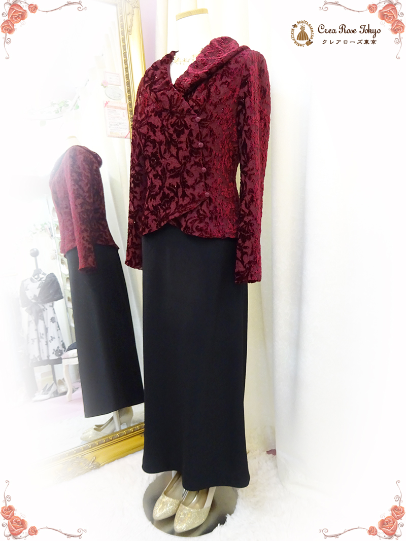 コーディネート2点セット！【フォーマルスカート＋ガーネットメリージャケット】お母様、ご親族様に