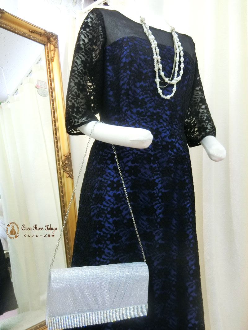 叔母さま向け[ブランディール]丈短め　袖あり上品なオリジナルロングドレス