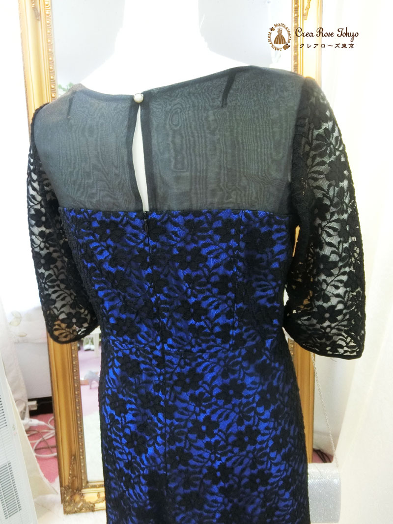 叔母さま向け[ブランディール]丈短め　袖あり上品なオリジナルロングドレス