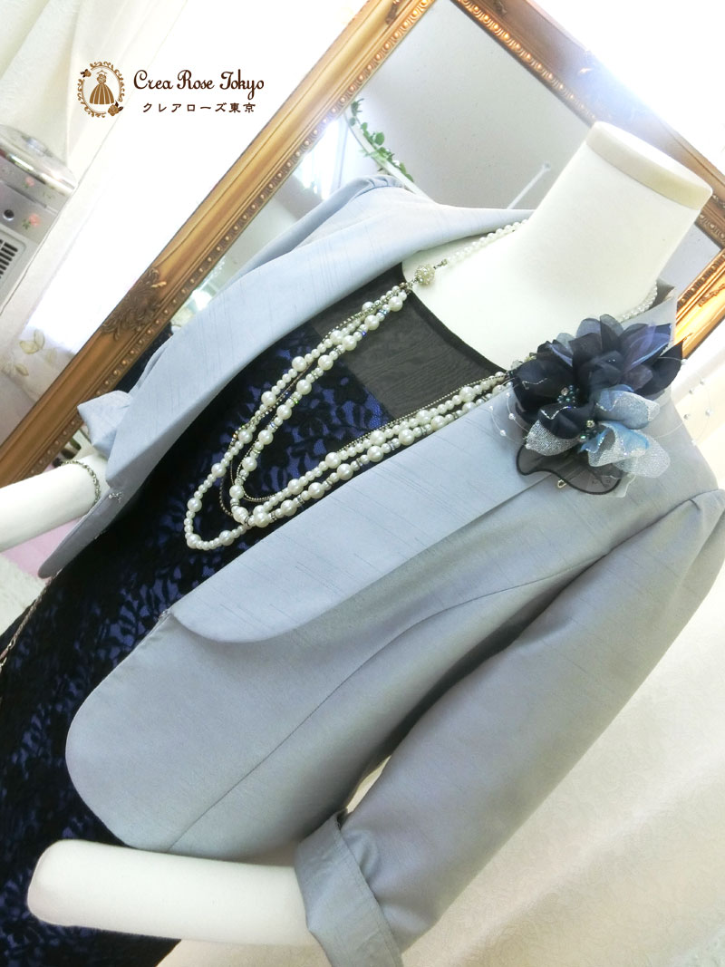 叔母さま向け[ブランディール]丈短め　袖あり上品なオリジナルロングドレス