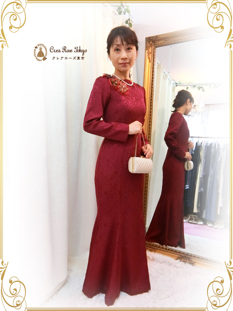 [バーガンティール]7号〜細身9号の洋装母親ドレス