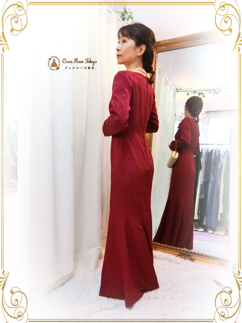 [バーガンティール]7号〜細身9号の洋装母親ドレス