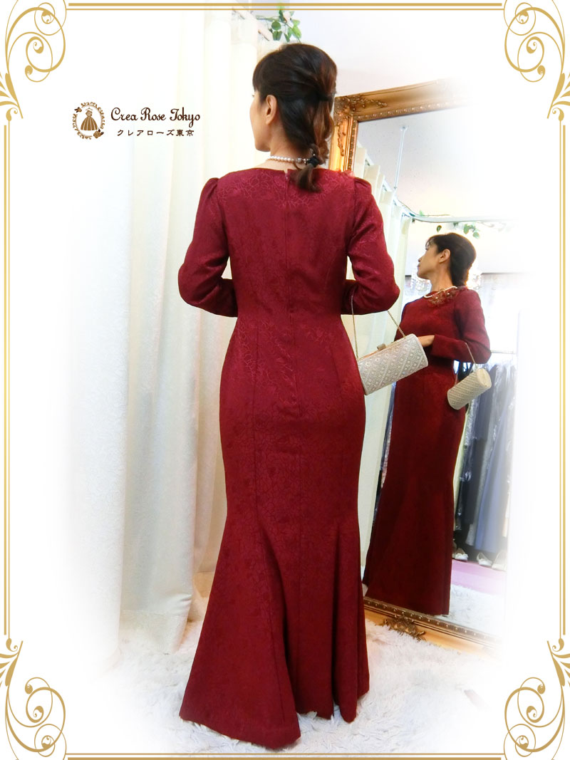 [バーガンティール]7号〜細身9号の洋装母親ドレス