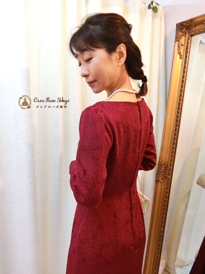 [バーガンティール]7号〜細身9号の洋装母親ドレス