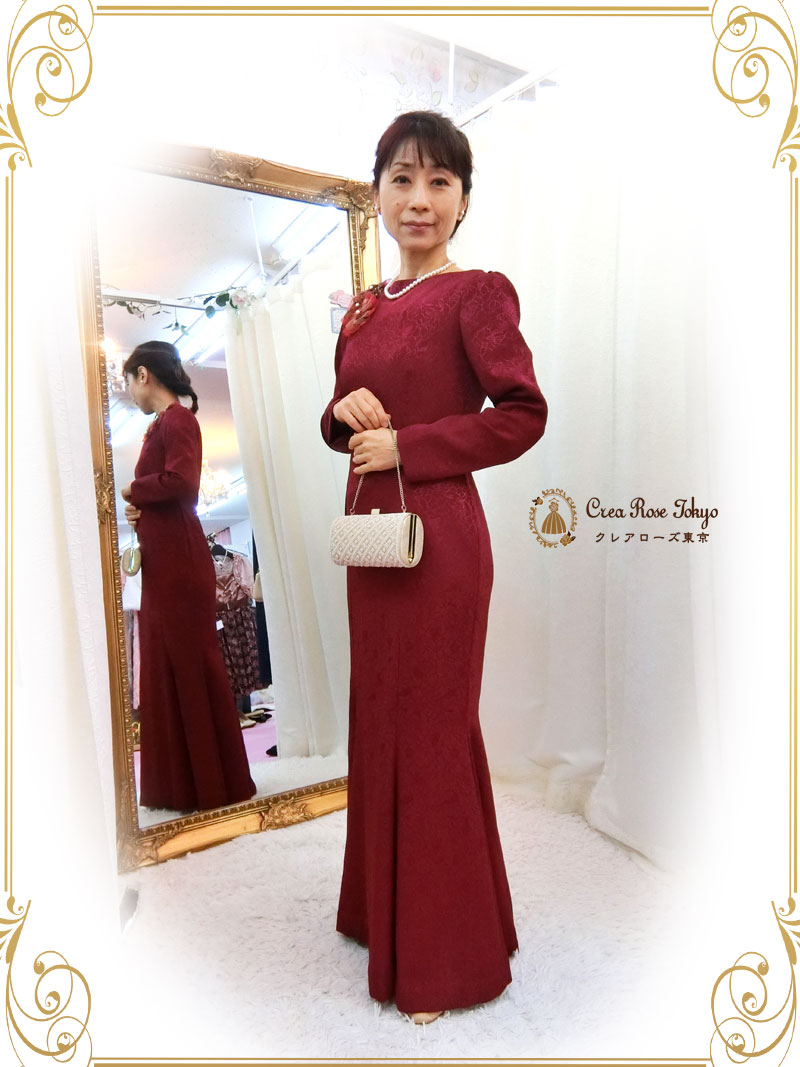 [バーガンティール]7号〜細身9号の洋装母親ドレス