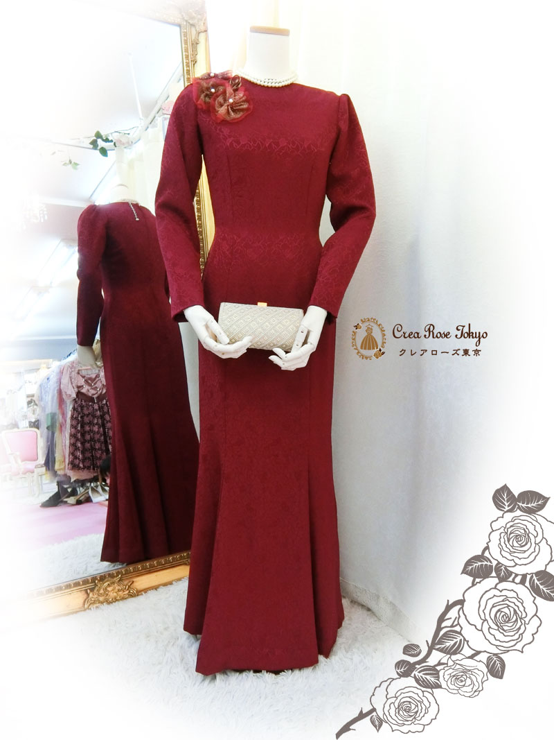 [バーガンティール]7号〜細身9号の洋装母親ドレス