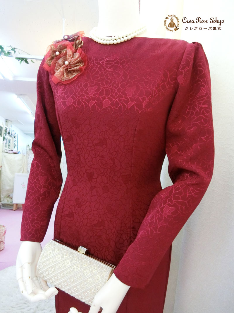 [バーガンティール]7号〜細身9号の洋装母親ドレス