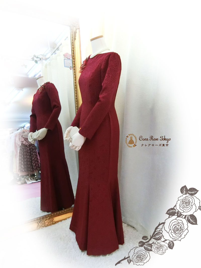 [バーガンティール]7号〜細身9号の洋装母親ドレス