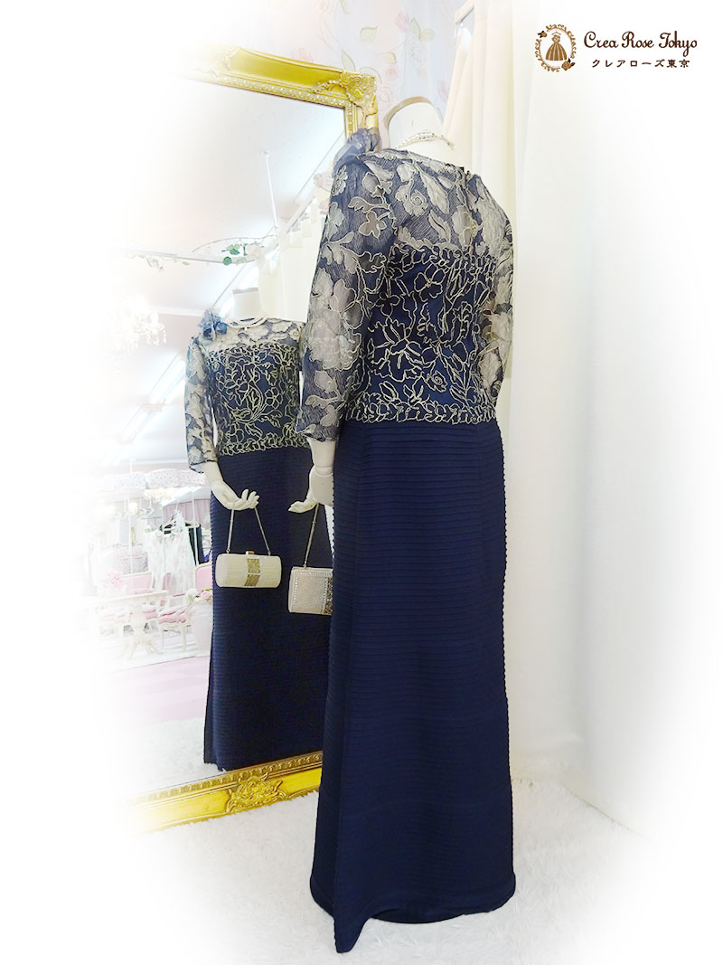 上質！11号（L）ゴールドの刺繍が華やかな【アンドリュードレス】マザーズドレス