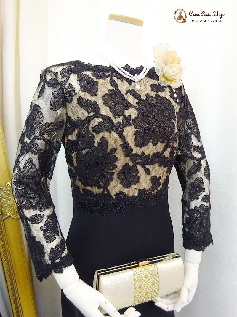 【グランシェイラドレス】袖付き大人気ドレス！刺繍が上品なマザーズドレス