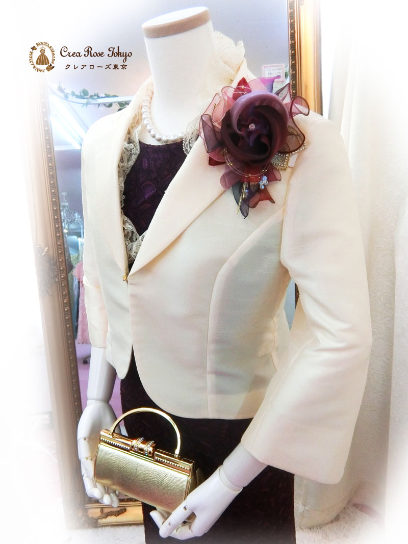 [ピンパーネル]紫色の上品なマーメイド総レース母親ドレス　７~細身９号