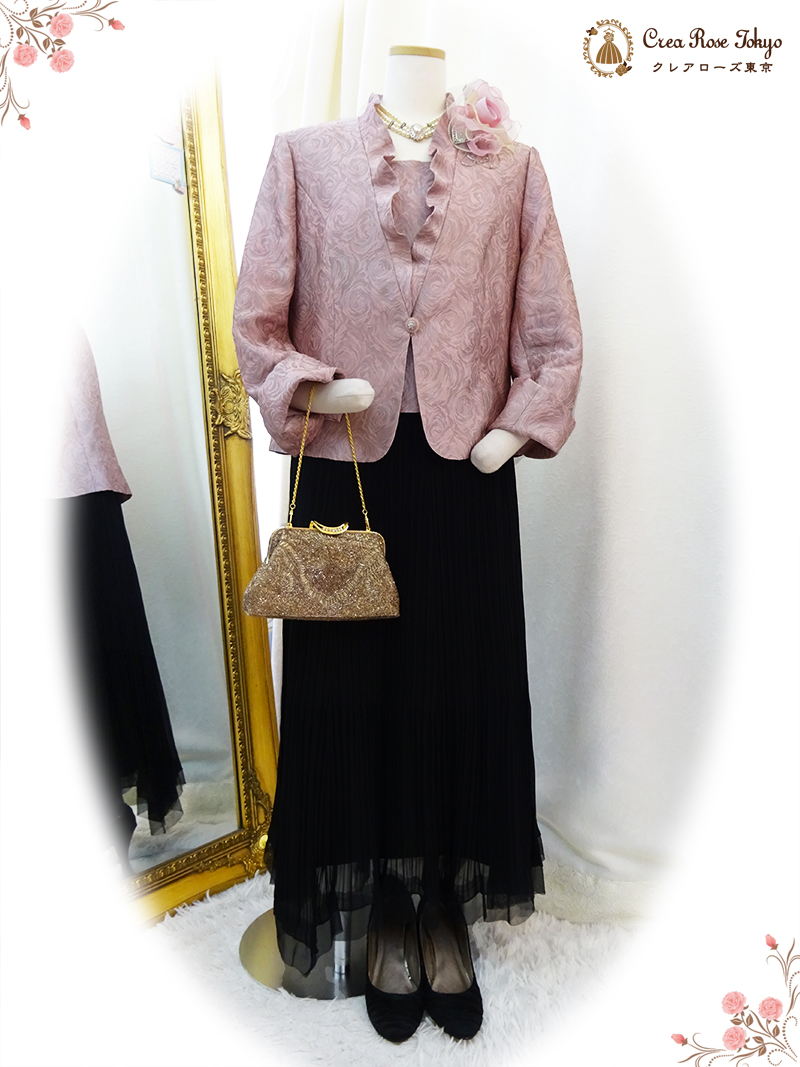 ゆったりLL〜3Lサイズ！コーディネート2点セット【クレメントレディジャケット＋フォーマルアシメスカート】叔母様・祖母様に