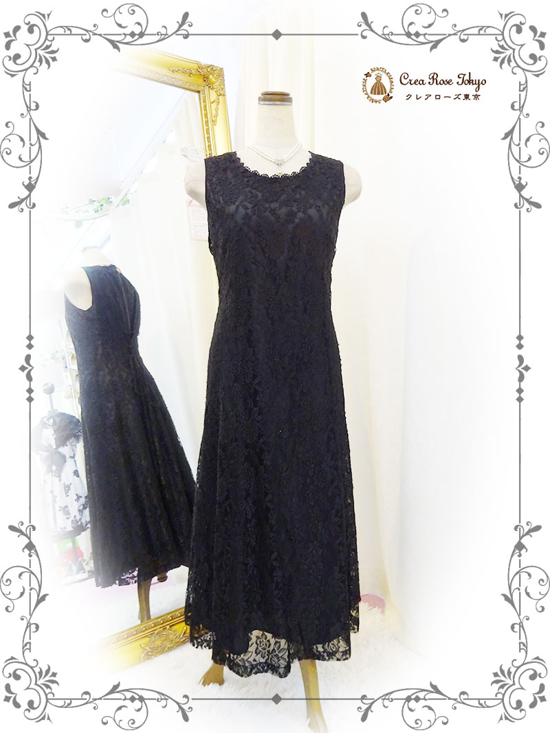 立体薔薇模様の編み上げドレス2点セット！【ミディパティオ＋ブラックベリカボレロジャケット】母親＆親族ドレス