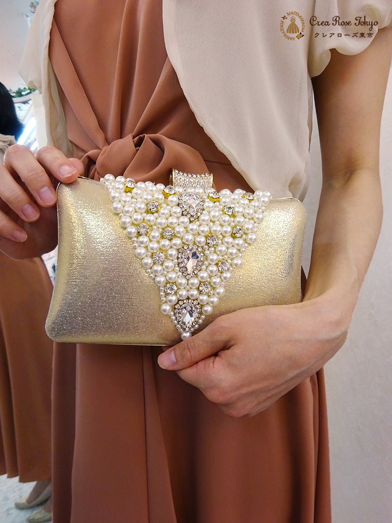 横浜元町　黄金の海に大粒のパールがあふれ出す【ゴールドジュエリーバッグ】