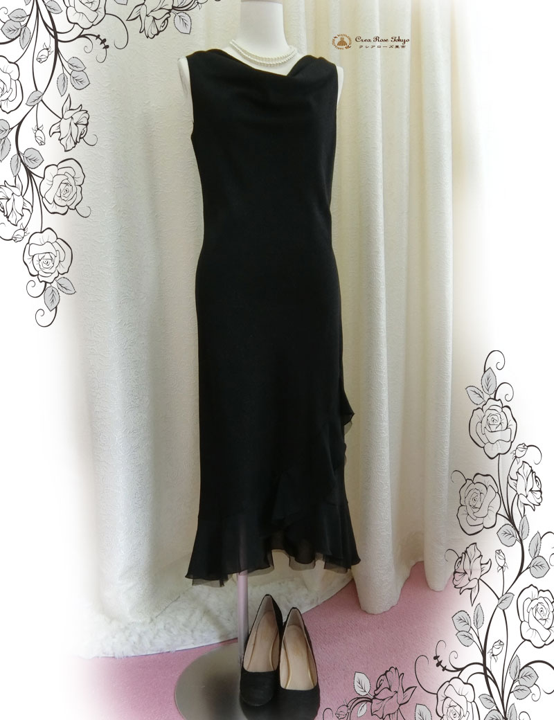 ミセス祖母様向けコーディネート二点セット！[ラフィーネ+ヴァンベルンボレロジャケット]上品＆エレガントなブラックドレス