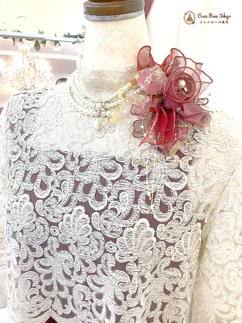 祝祭感あふれるミセスロングドレス【ダマスクレディードレス＋クラランスボレロ】40～50代レディの祝宴に