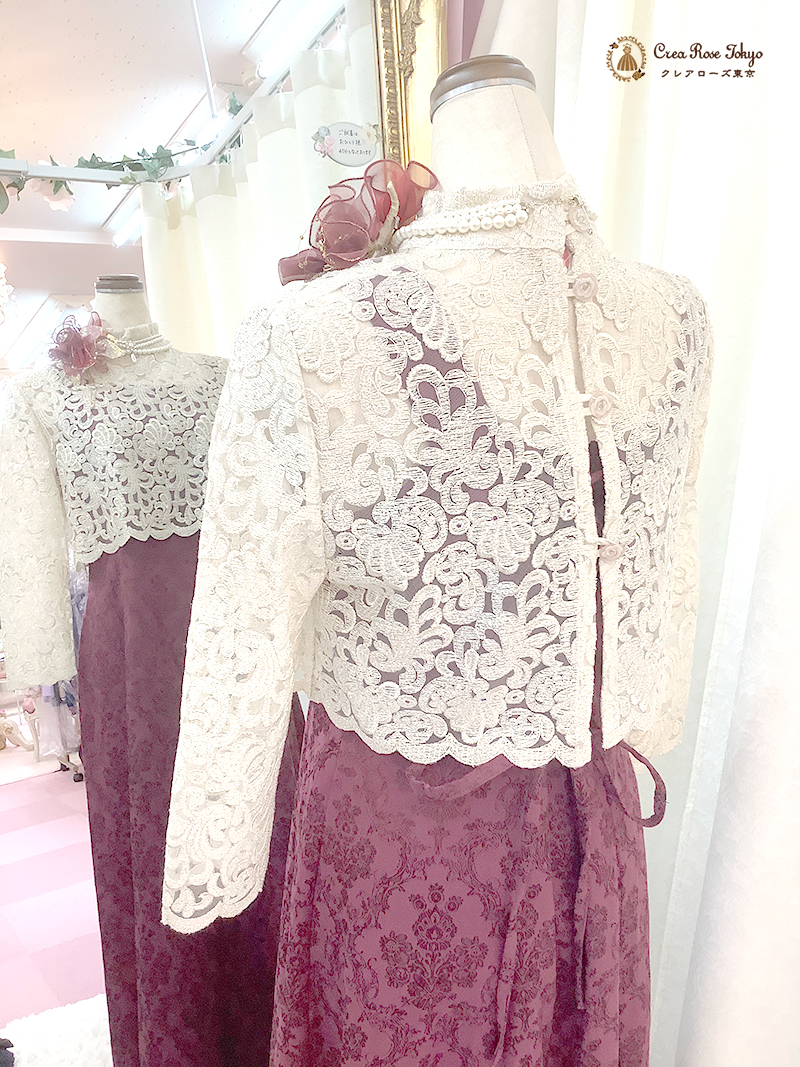 祝祭感あふれるミセスロングドレス【ダマスクレディードレス＋クラランスボレロ】40～50代レディの祝宴に