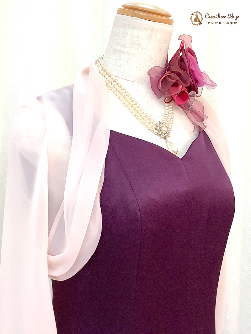 高貴な紅紫でスタイルよく魅せるロングドレス【チェルシーアダージョドレス】20～50代の結婚式・パーティー・演奏会などに