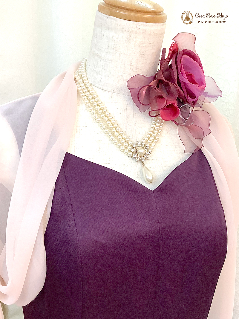 高貴な紅紫でスタイルよく魅せるロングドレス【チェルシーアダージョドレス】20～50代の結婚式・パーティー・演奏会などに