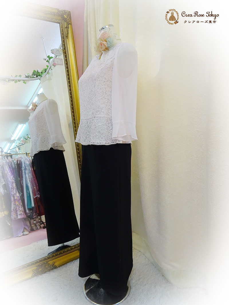 優しいピンクカラーブラウスの2点セット！【フォーマルスカート＋サファリナレースブラウス】ご親族様に