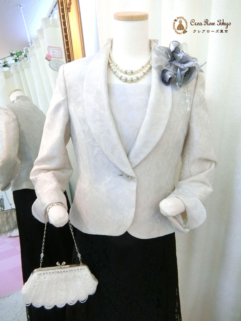 Mサイズコーディネート2点ドレスセット！新郎新婦の母親様おすすめ洋装ドレス[パティオグレイス＋グレイスジャケット]