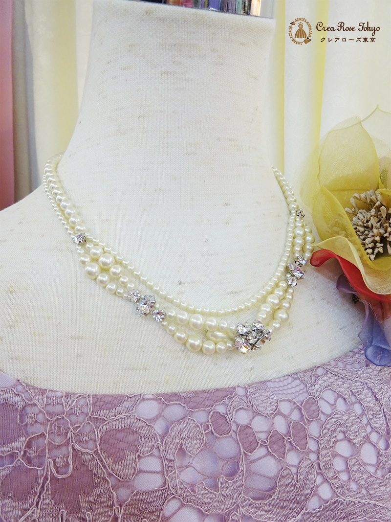 浅草本店　9〜11号の方、エレガントな薄紫にトップスの総レースが上質感あふれるロングドレス【ハーベルレーヌドレス】30〜40代の方の発表会やパーティーに