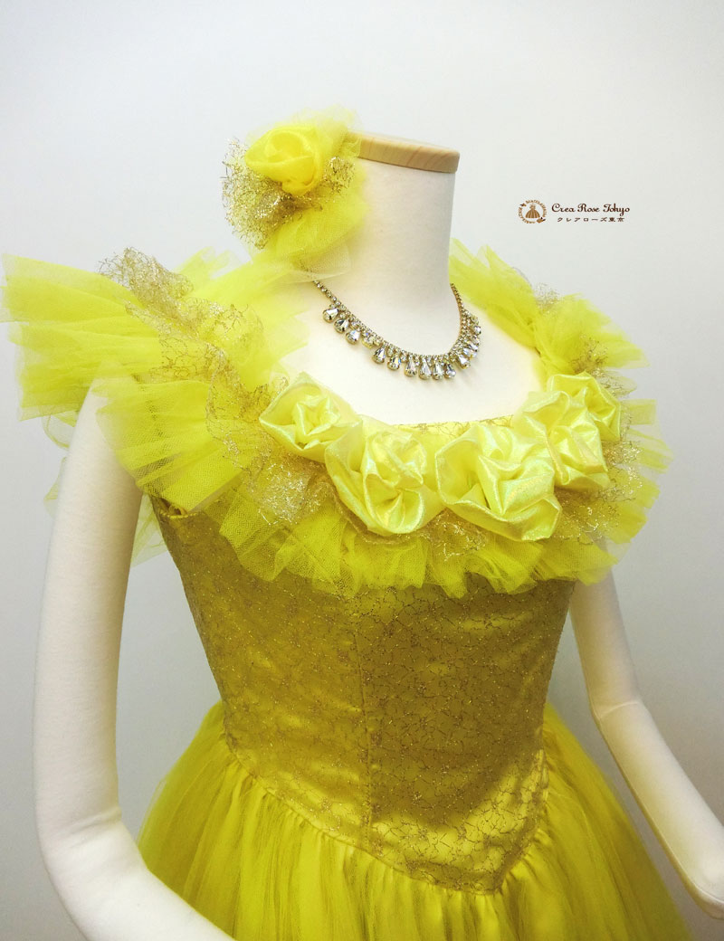 [レモリーチュチュ]当店オリジナル♪憧れイエローロングドレス