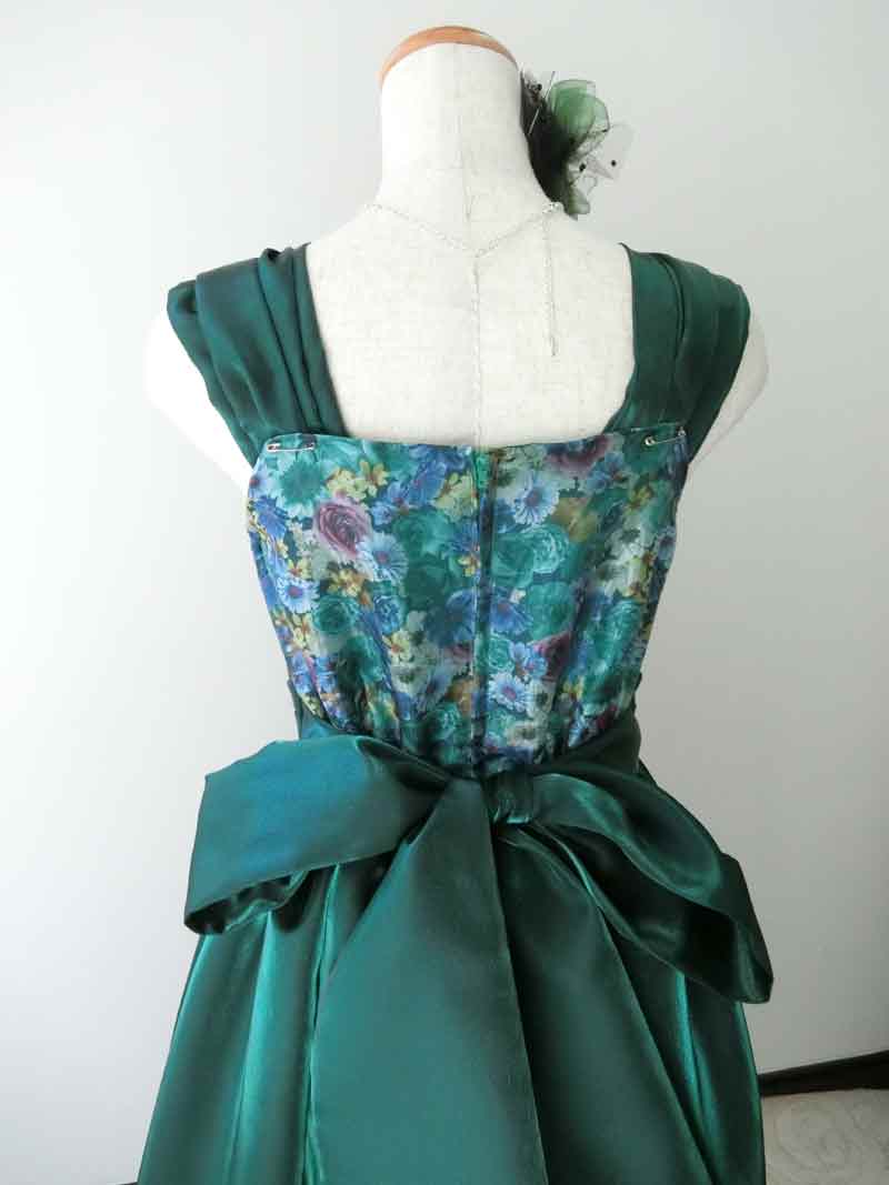 [ガネットグリーン]オリジナル自信作！丈短めロングドレス