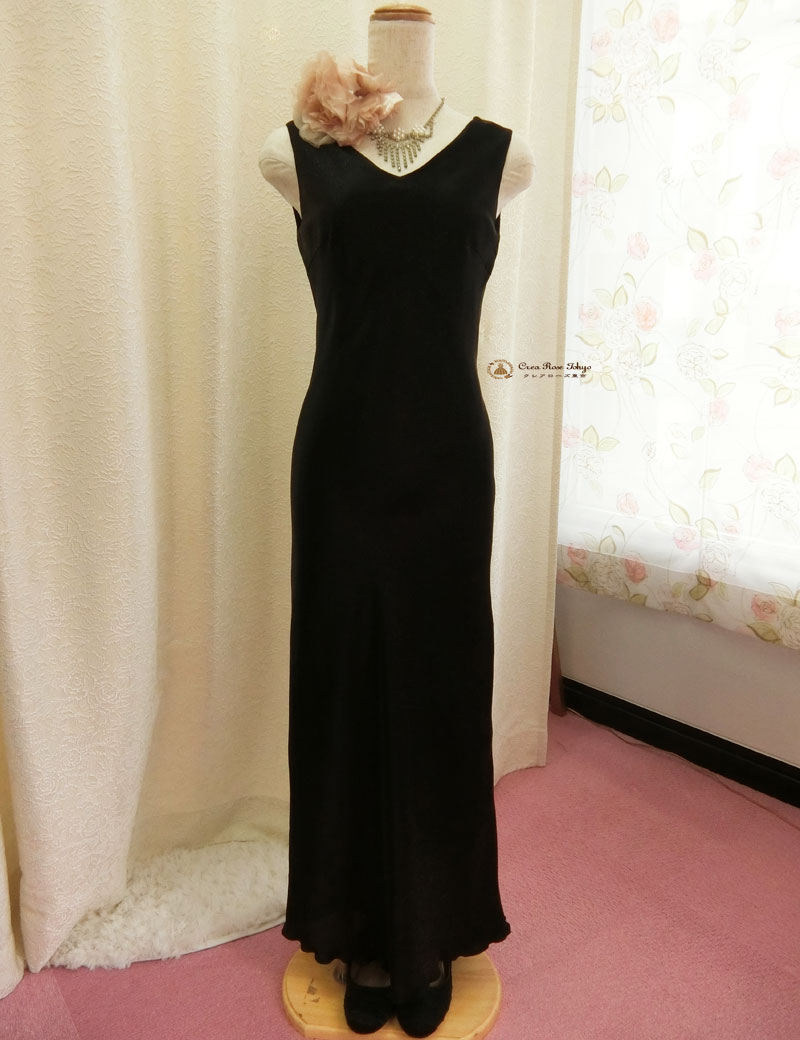 ラルフローレン ブラックベルベット ロングドレス 7号