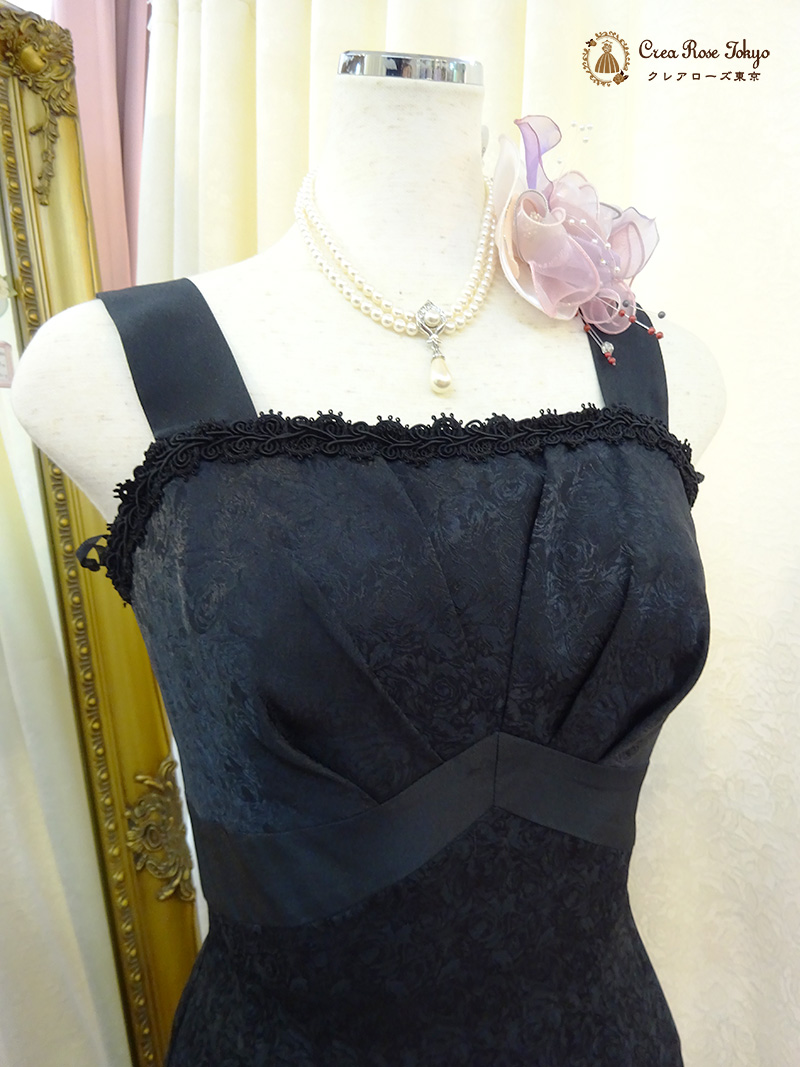 7〜9号の方、貴婦人のような品格が匂い立つロングドレスコーディネート2点セット【アシュケードドレス＋ジラーニャボレロ】マダムの結婚式やパーティーに