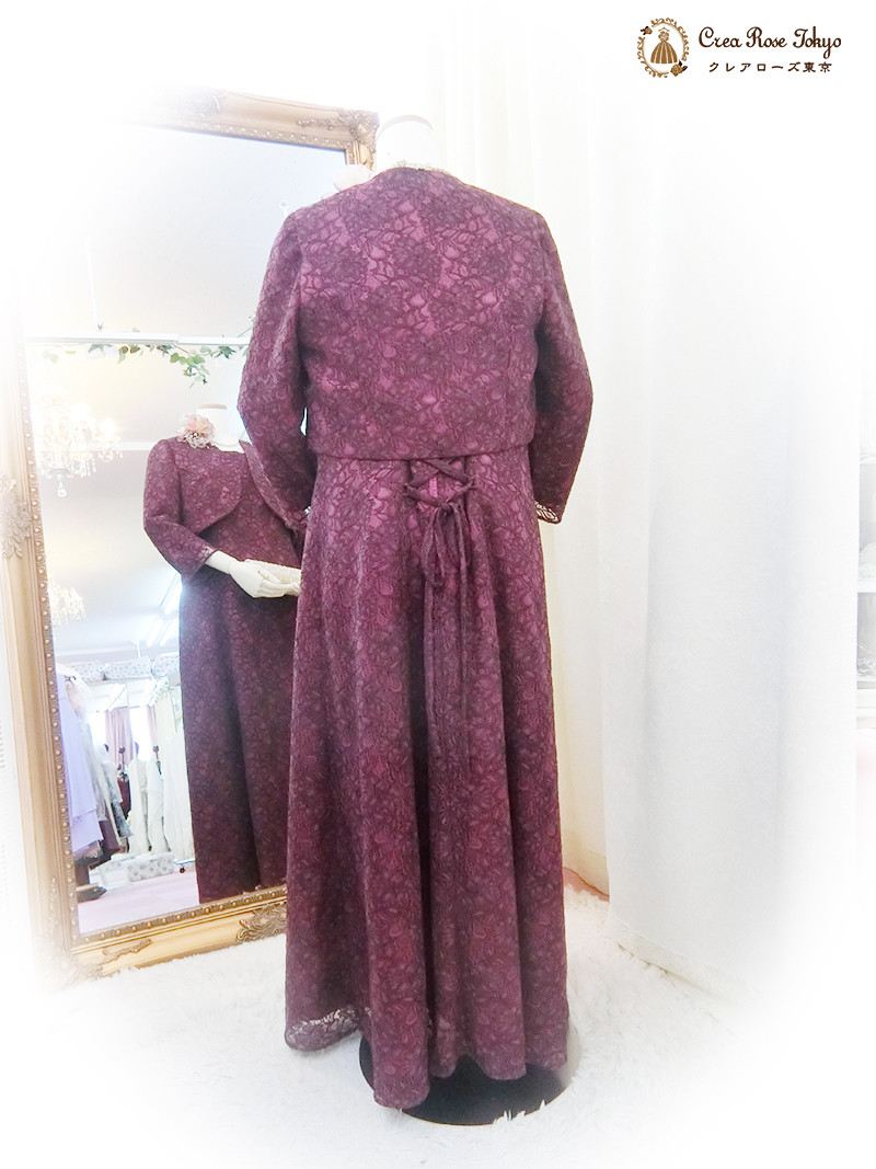 正礼装の2点セット大きいサイズ【パティオラズベリードレス＋パティオラズベリージャケット】オリジナル母親ロングドレス