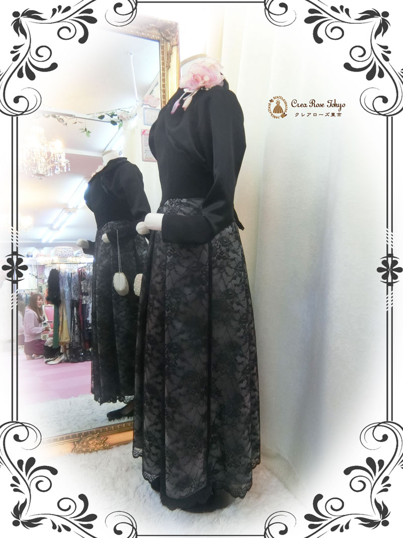 コーディネート２点セット[カトリネドレス+アガーテボレロ]上品で可愛らしい印象のブラックドレス