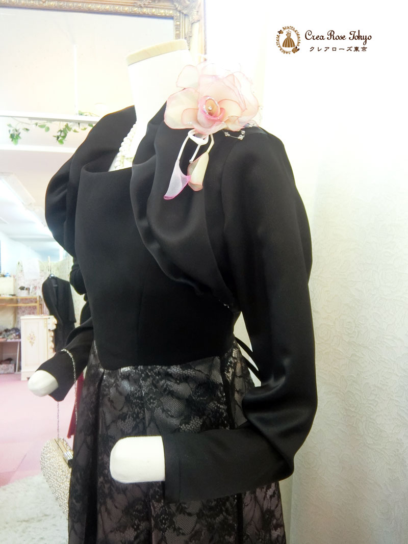 コーディネート２点セット[カトリネドレス+アガーテボレロ]上品で可愛らしい印象のブラックドレス