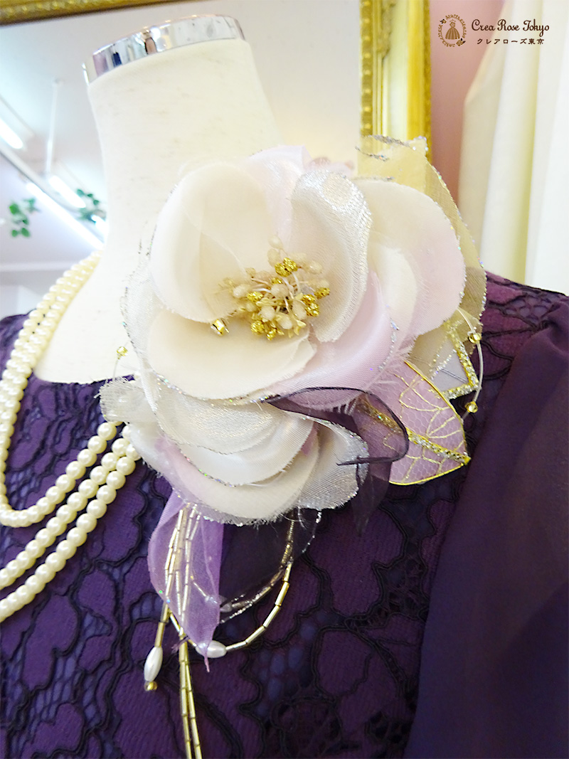 【ラズウェルグレープドレス】気品ある紫色のワンピースドレス、叔母様・祖母様人気ドレス