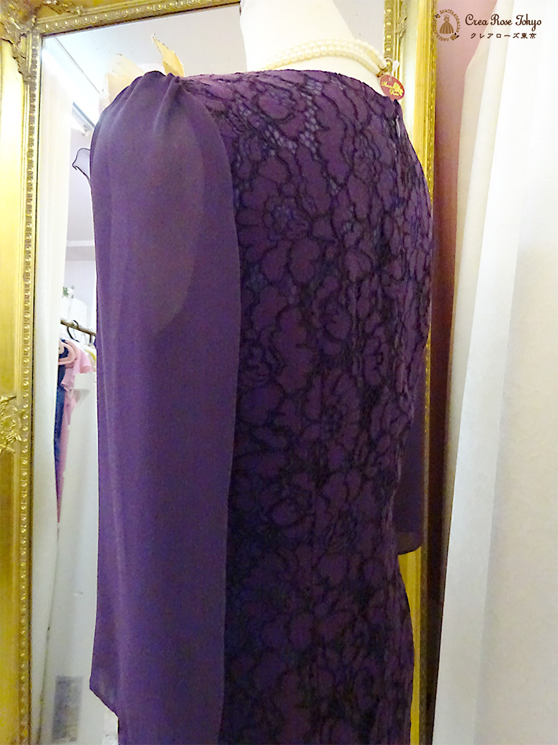 【ラズウェルグレープドレス】気品ある紫色のワンピースドレス、叔母様・祖母様人気ドレス